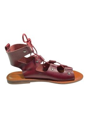 New American Eagle Outfitters Flat Sandals Size 8 Burgundy Gladiator Vegan